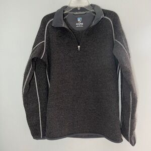 Kuhl Revel 1/4 Zip Alfpaca Fleece Pullover Mens Medium Gray Sweater Gorp Hiking